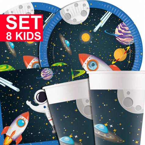 Weltraum Kindergeburtstag Partyset mit 36 Teilen für 8 Kids
