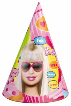 Barbie Kindergeburtstag Partyhütchen, 6 Geburtstagshütchen